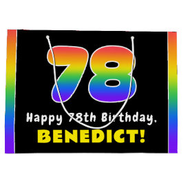 Sacola Para Presentes Grande 78.º aniversário: Arco-Íris Colorido nº 78, Nome P