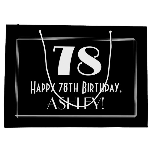 Sacola Para Presentes Grande 78.º aniversário: Art Deco Inspirou Estilo "78", N (Verso)