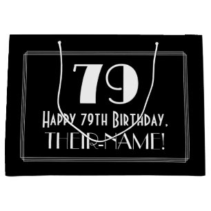Sacola Para Presentes Grande 79º Aniversário: Estilo Inspirado no Art Déco "79"