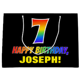 Sacola Para Presentes Grande 7 de aniversário: Negrito, Divertido, Simples, Arc