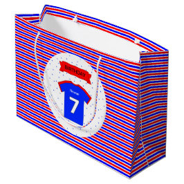 Sacola Para Presentes Grande 7 de aniversário personalizado azul vermelho