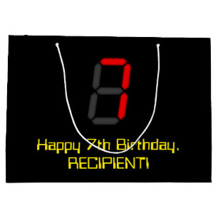 Sacola Para Presentes Grande 7o Aniversário: Estilo vermelho "7" do pulso de