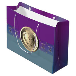 Sacola Para Presentes Grande 8º aniversário do casamento Bronze Emblem Bag.