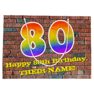 Sacola Para Presentes Grande 80 Aniversário: Rainbow nº 80 inspirado no Grafi