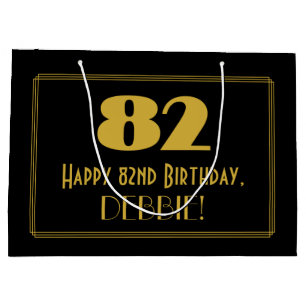 Sacola Para Presentes Grande 82.o aniversário — Art Deco Inspirava Olhar "82" &