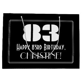 Sacola Para Presentes Grande 83º aniversário ~ Arte Deco Inspirou "83" + Nome