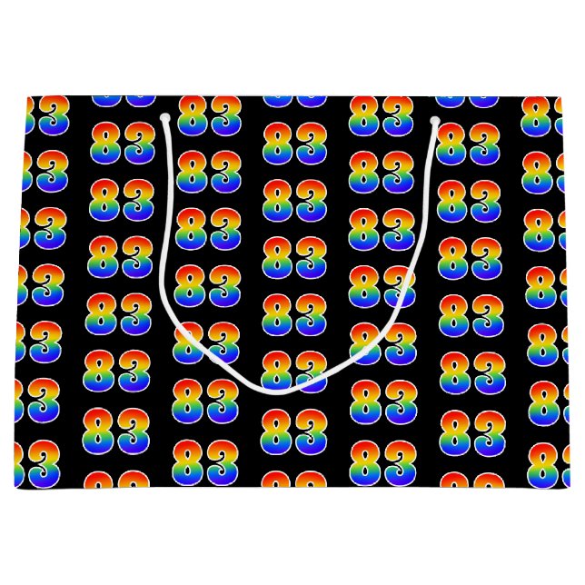 Sacola Para Presentes Grande 83º aniversário: Diversão do evento Rainbow Número (Frente)