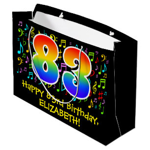Sacola Para Presentes Grande 83º aniversário - Símbolos de Música Coloridos, Ra