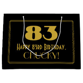 Sacola Para Presentes Grande 83.o aniversário — Art Deco Inspirava Olhar "83" &