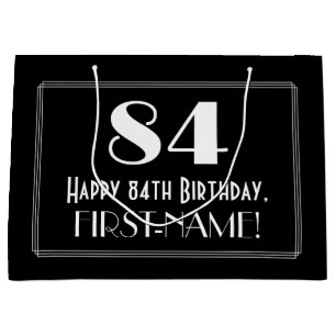 Sacola Para Presentes Grande 84.o aniversário: Art Deco Estilo Inspirado "84",
