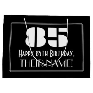 Sacola Para Presentes Grande 85. º aniversário ~ Arte Deco Inspirou "85" + Nome