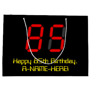 Sacola Para Presentes Grande 85.º aniversário: Estilo de Relógio Digital Vermel