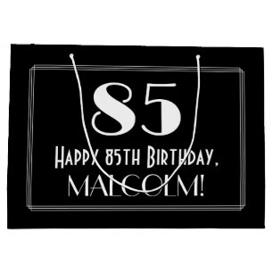 Sacola Para Presentes Grande 85.o aniversário: Art Deco Estilo Inspirado "85",