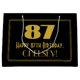 Sacola Para Presentes Grande 87.o aniversário — Art Deco Inspirou Olhar "87" & 