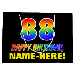 Sacola Para Presentes Grande 88.o aniversário: Negrito, Divertido, Simples, Ar