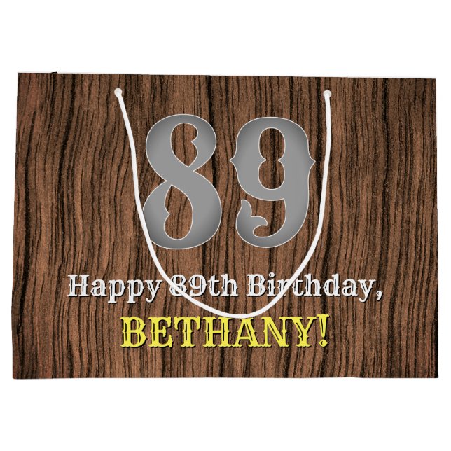 Sacola Para Presentes Grande 89º aniversário: Country Western Inspirou Olhar, N (Verso)