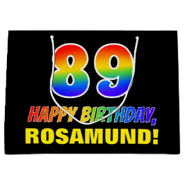 Sacola Para Presentes Grande 89º aniversário: Negrito, Divertido, Simples, Arco