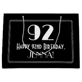 Sacola Para Presentes Grande 92º Aniversário: Art Deco Inspira Estilo 92, Nome