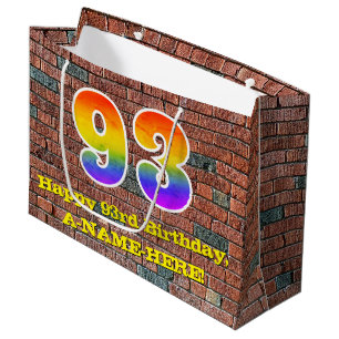Sacola Para Presentes Grande 93º Aniversário: Rainbow # 93 inspirado no Grafi
