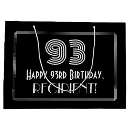 Sacola Para Presentes Grande 93.o aniversário — Art Deco Inspirou "93" & Nome