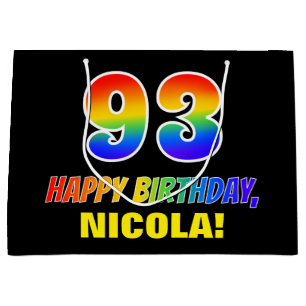 Sacola Para Presentes Grande 93.o aniversário: Negrito, Divertido, Simples, Ar