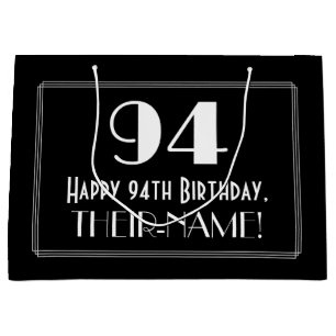 Sacola Para Presentes Grande 94.o aniversário: Art Deco Estilo Inspirado "94",