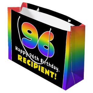 Sacola Para Presentes Grande 96.º aniversário: Arco-Íris Colorido nº 96, Nome P