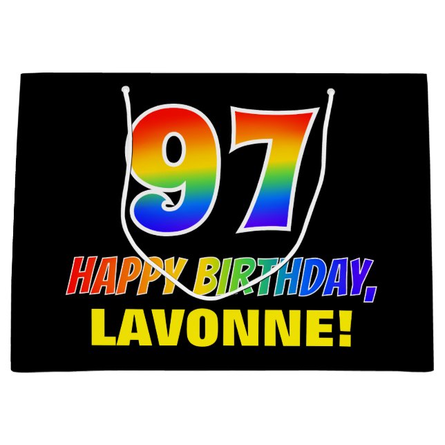 Sacola Para Presentes Grande 97º aniversário: Negrito, Divertido, Simples, Arco (Frente)