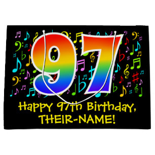 Sacola Para Presentes Grande 97.º aniversário - Símbolos de Música Coloridos, R