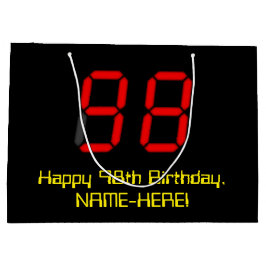 Sacola Para Presentes Grande 98.º aniversário: Estilo de Relógio Digital Vermel