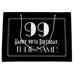 Sacola Para Presentes Grande 99º Aniversário: Art Deco Estilo Inspirado "99",