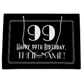 Sacola Para Presentes Grande 99º aniversário: Art Deco Inspira Estilo 99, Nome