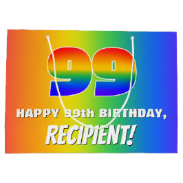Sacola Para Presentes Grande 99º aniversário: Padrão Divertido e Colorido do Ar