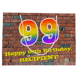 Sacola Para Presentes Grande 99º Aniversário: Rainbow # 99 inspirado no Grafi