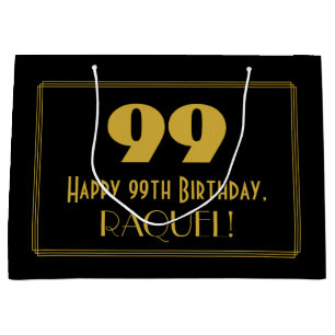 Sacola Para Presentes Grande 99.º Aniversário — Art Deco inspirou "99" e no