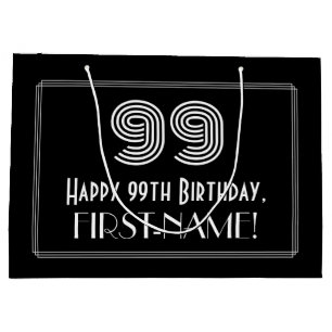 Sacola Para Presentes Grande 99.º Aniversário — Art Deco inspirou "99" e no