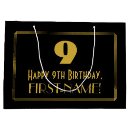 Sacola Para Presentes Grande 9.º aniversário — Art Deco Inspirou "9" e nome