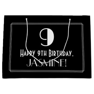 Sacola Para Presentes Grande 9.o aniversário: Art Deco Estilo Inspirado "9", N