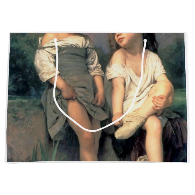 Sacola Para Presentes Grande À Beira do Riacho, Bouguereau (Frente)