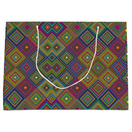 Sacola Para Presentes Grande A colorful gift bag with a vibrant geometric 