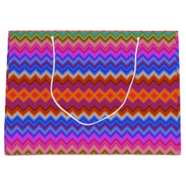 Sacola Para Presentes Grande A colorful gift bag with a zigzag pattern