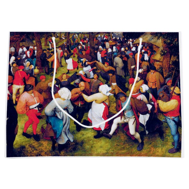 Sacola Para Presentes Grande A dança do casamento, Pieter Bruegel (Frente)