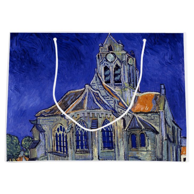 Sacola Para Presentes Grande A Igreja em Auvers, Van Gogh (Frente)