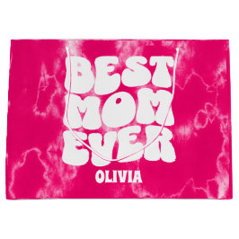 Sacola Para Presentes Grande A Melhor Mãe Sempre Rosa, Tinta Rosa.