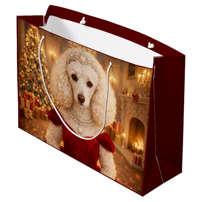 Sacola Para Presentes Grande A Poodle Christmas Holiday  (Verso inclinado)
