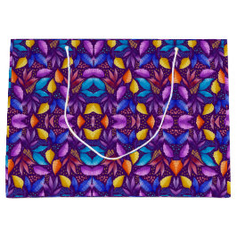 Sacola Para Presentes Grande A vibrant gift bag with colorful butterfly pattern