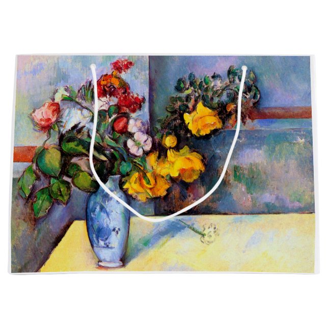 Sacola Para Presentes Grande A vida com flores em um vaso, Paul Cezanne (Frente)