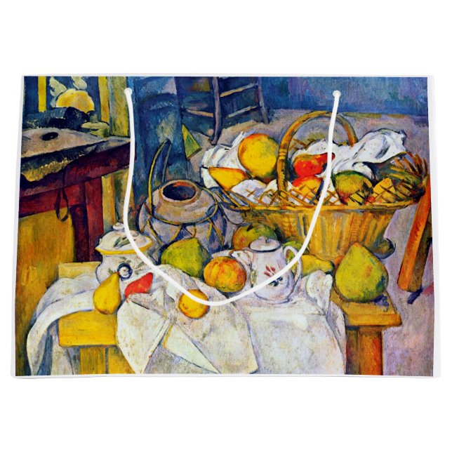 Sacola Para Presentes Grande A vida com Fruta, Paul Cezanne (Frente)