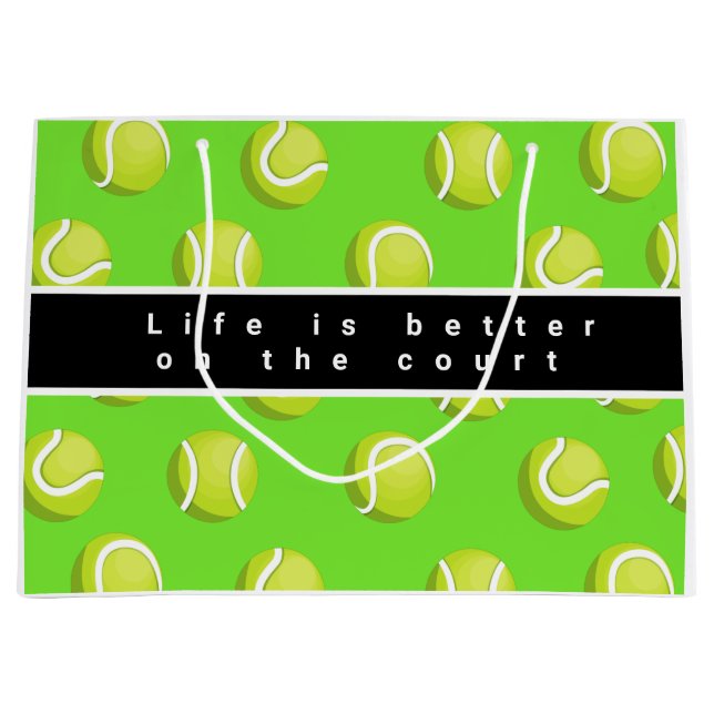 Sacola Para Presentes Grande A vida de tênis é melhor no campo (Frente)