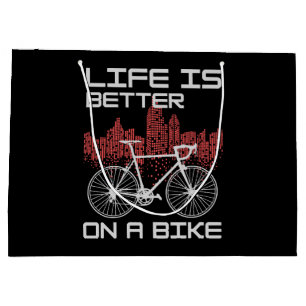 Sacola Para Presentes Grande A vida é melhor de bicicleta